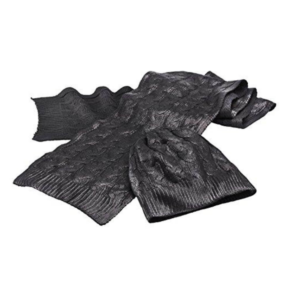 Ladies Knitted Metallic Scarf & Hat